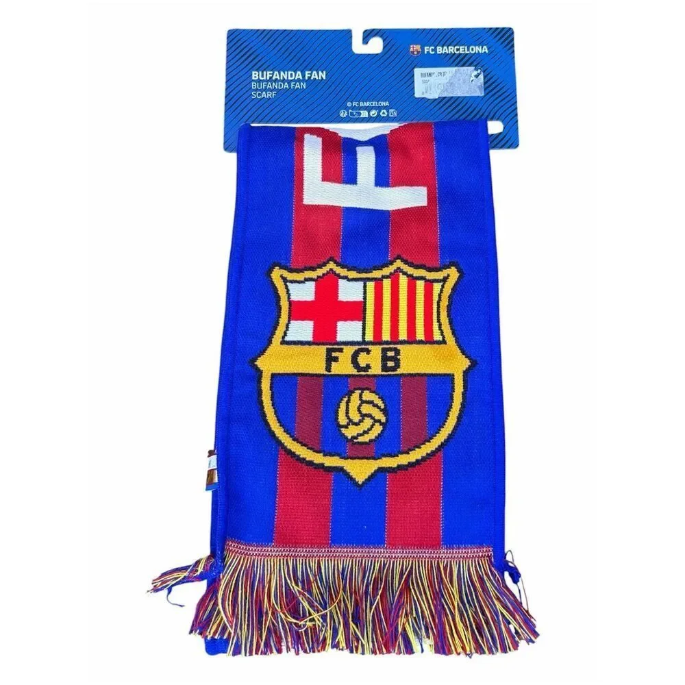 FC Barcelona Knit Scarf/Banner Official Barca Soccer/Football Team New Logo